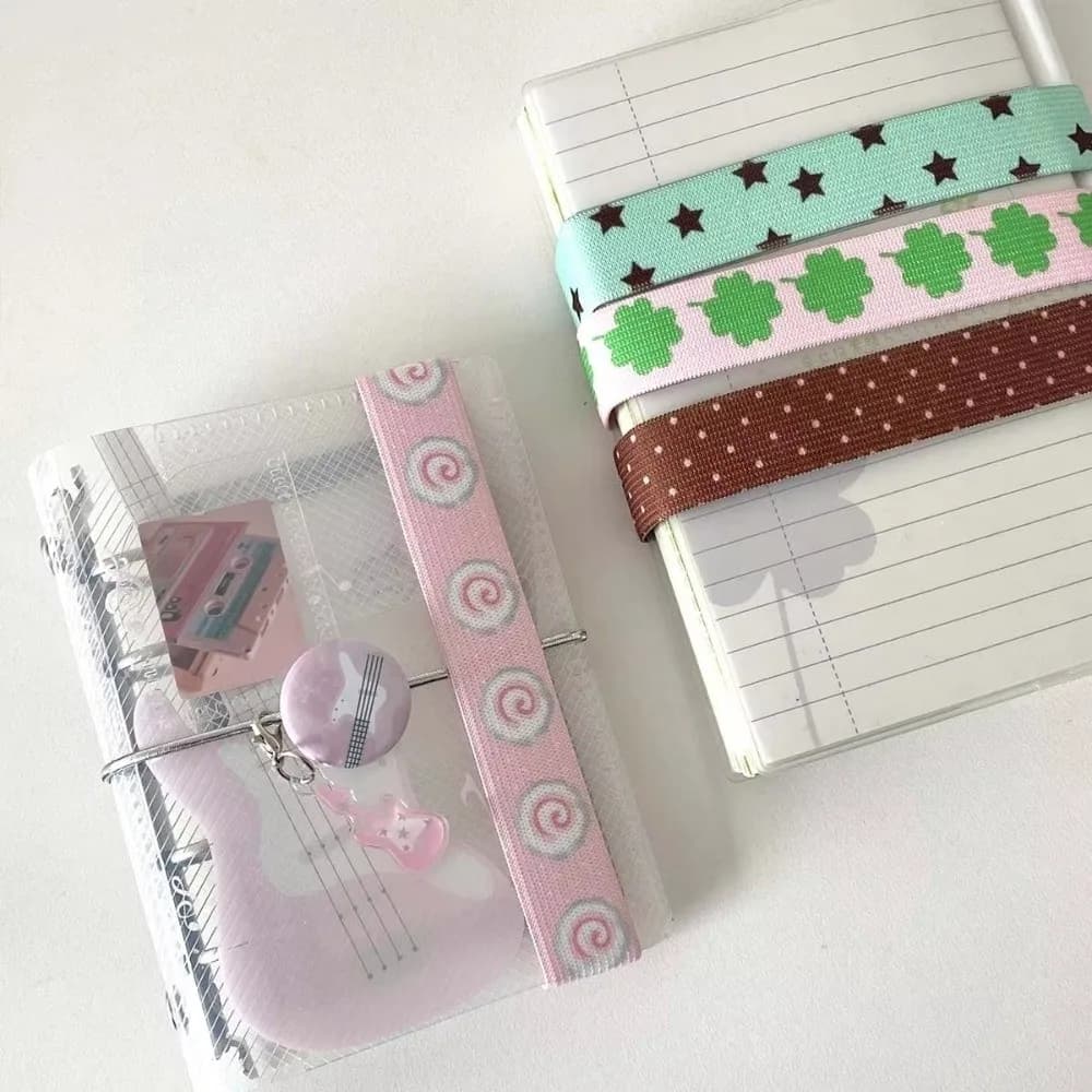 Cinghie Regolabili per Quaderni, Decorazione Fai-da-Te, Elastici a Stella Carini per Quaderni a Fogli Mobili, per Planner A7 M5