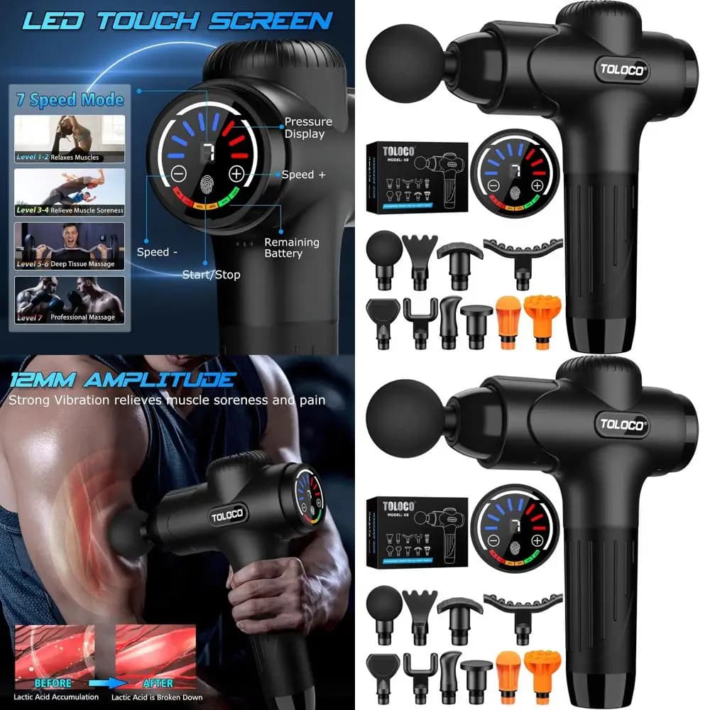 Silent and Portable Muscular Massage Gun with 10 Athletes and Relax, Black