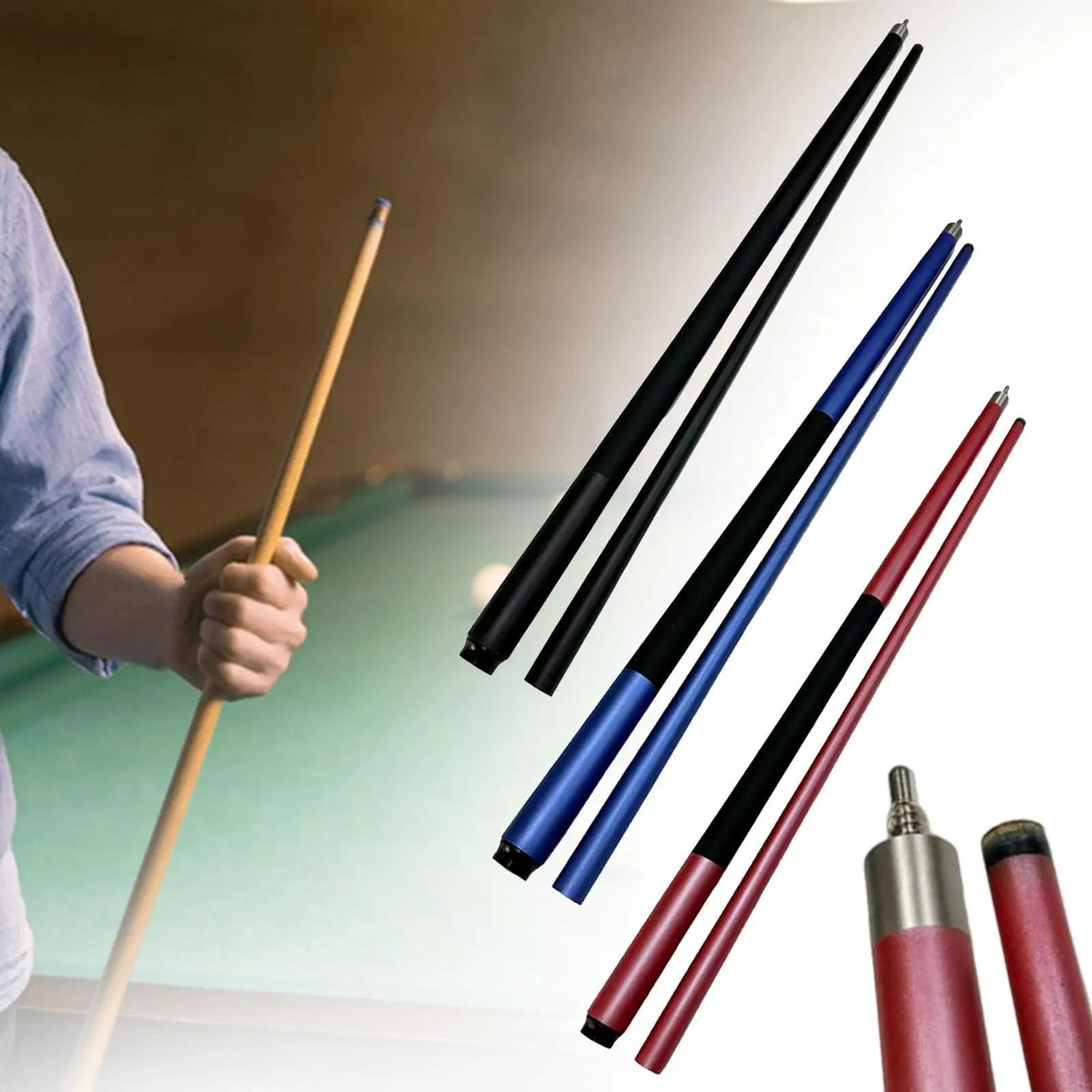 Set di Stecche da Biliardo 147cm in Legno e Fibra di Vetro con Punta da 13mm per Pratica di Pool e Uso in Club