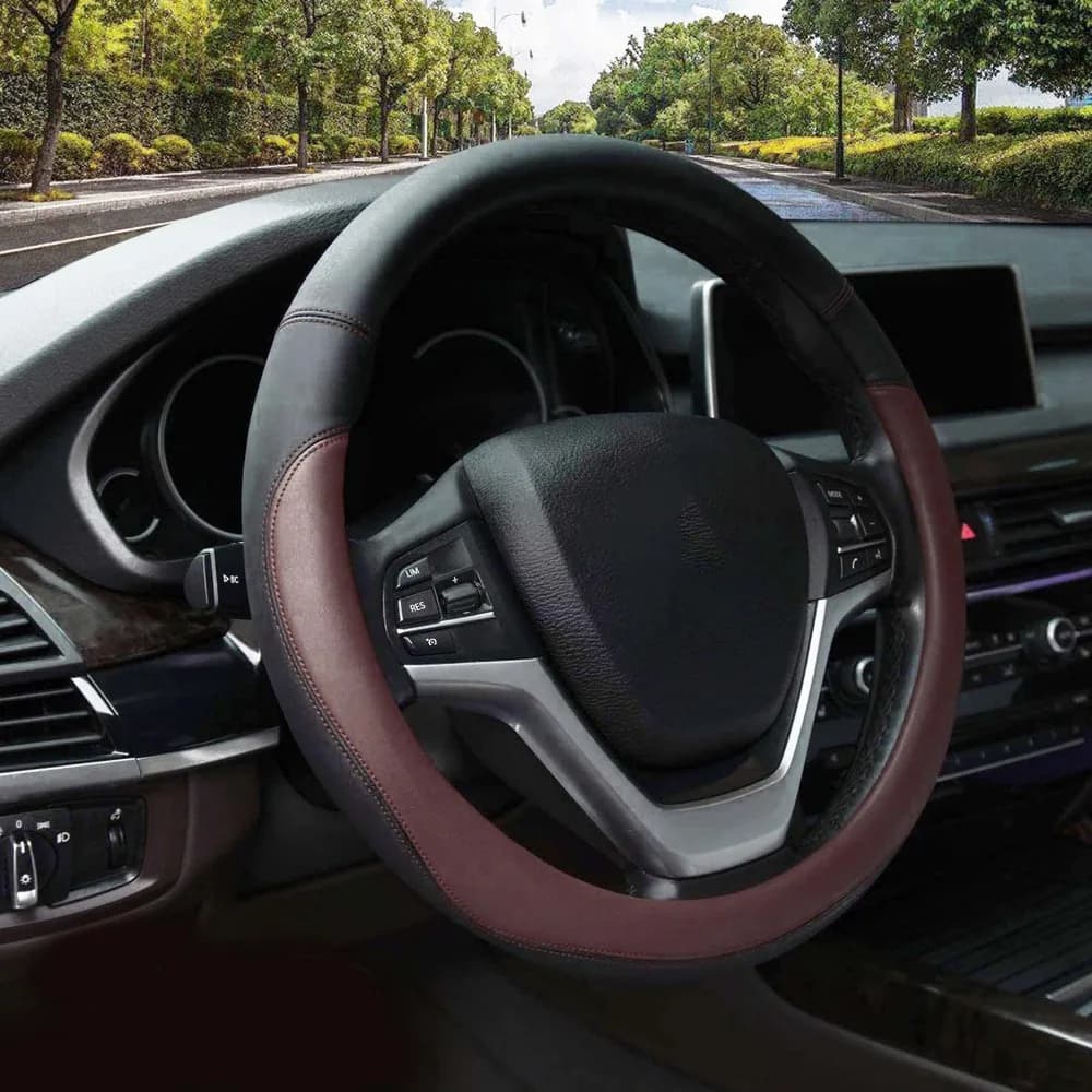Wear Resistant Anti-Slip Soft Full Surround Package Sports Style Car Steering Wheel Cover For 38cm Car Steering Wheel Cover