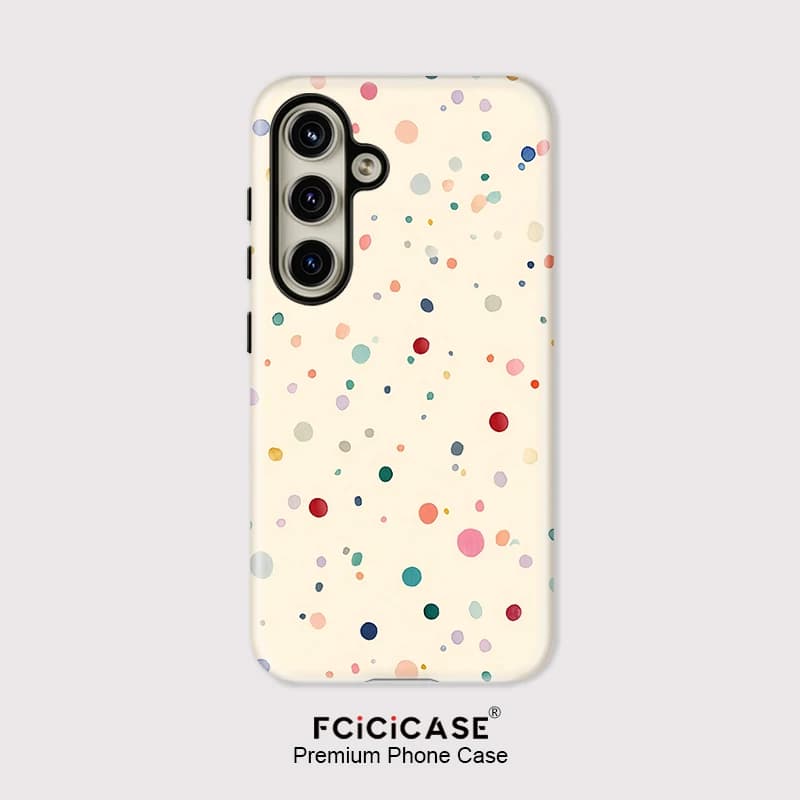 Fcicicase Custodia per telefono con motivo a punti circolari colorati per Samsung Galaxy A26 A56 A36 A16 A 16 5G Custodia in silicone opaco anti-bussare