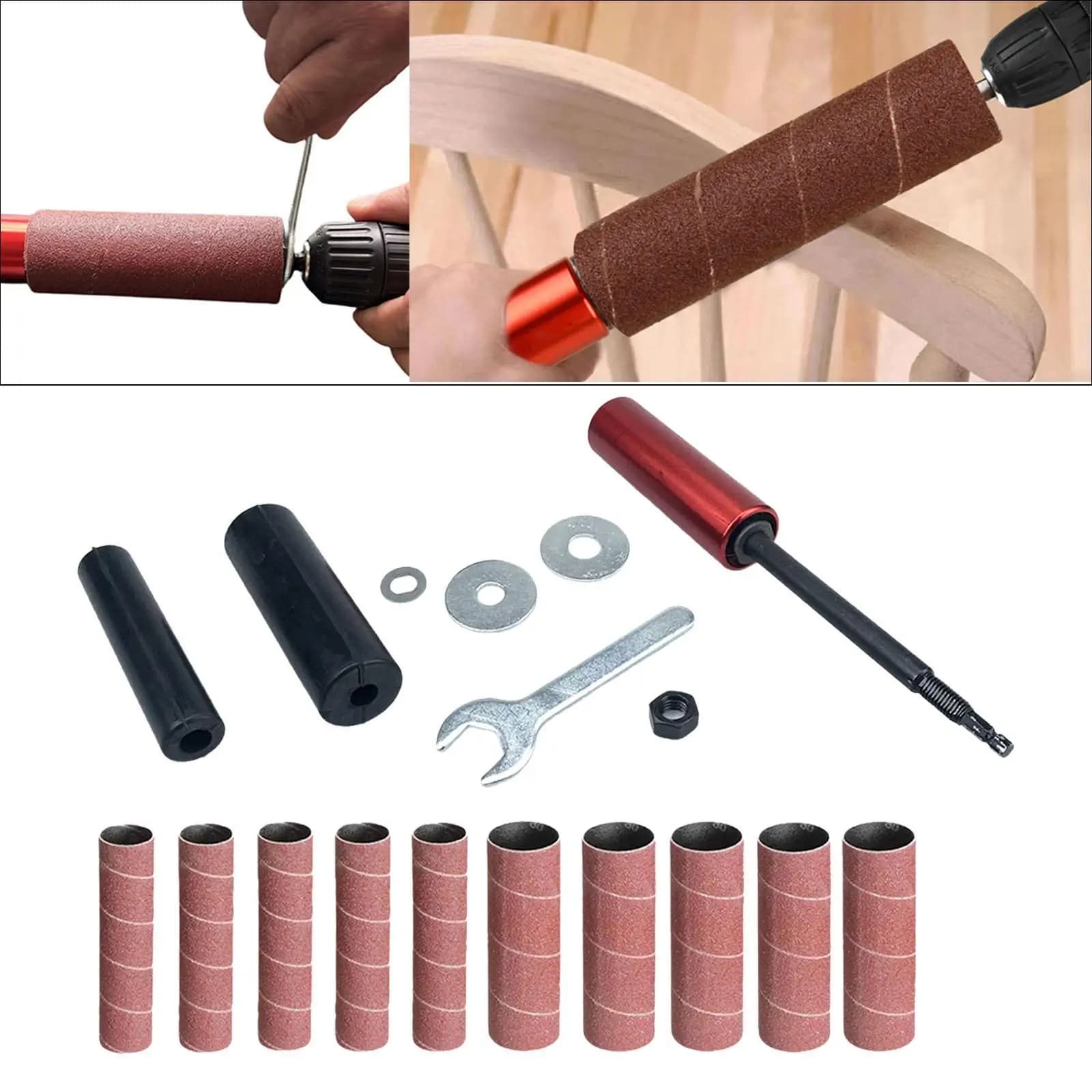 Kit manicotti per tamburo per levigatura in gomma Strumenti multifunzionali per lucidatura dei metalli Lavorazione del legno Resurfacing Rettifica Macchine per trapano a colonna