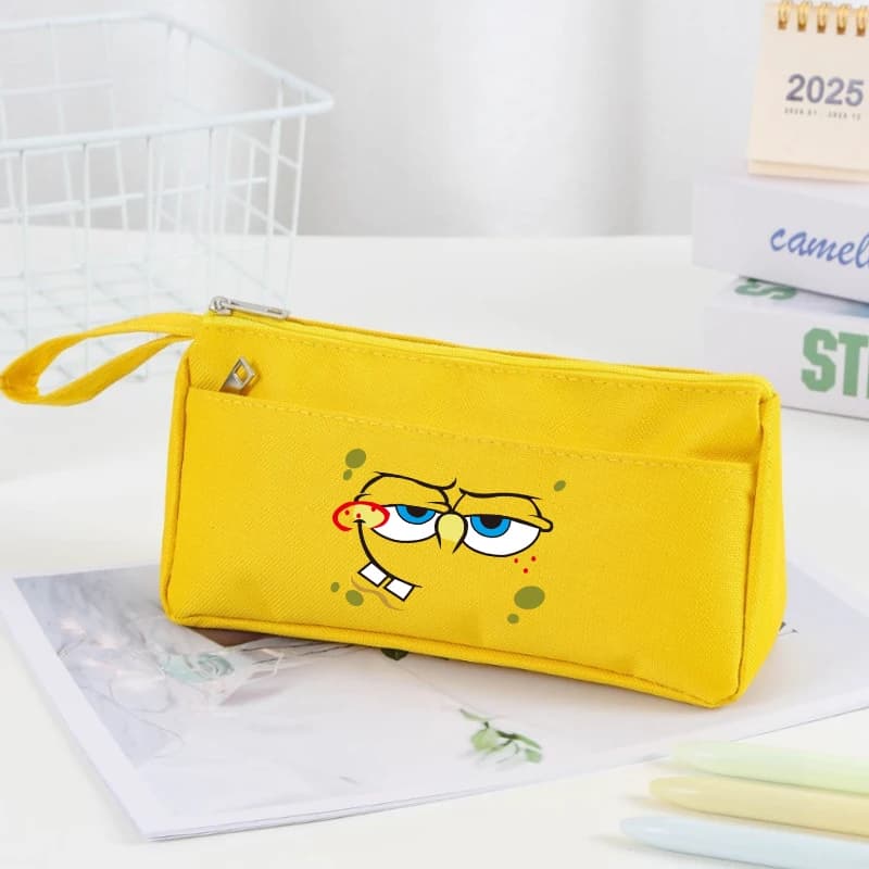Astuccio per matite SpongeBob, nuovo astuccio per penne con espressioni anime per bambini, astuccio per cancelleria scolastica, borsa da viaggio per trucchi da donna, regalo per bambini
