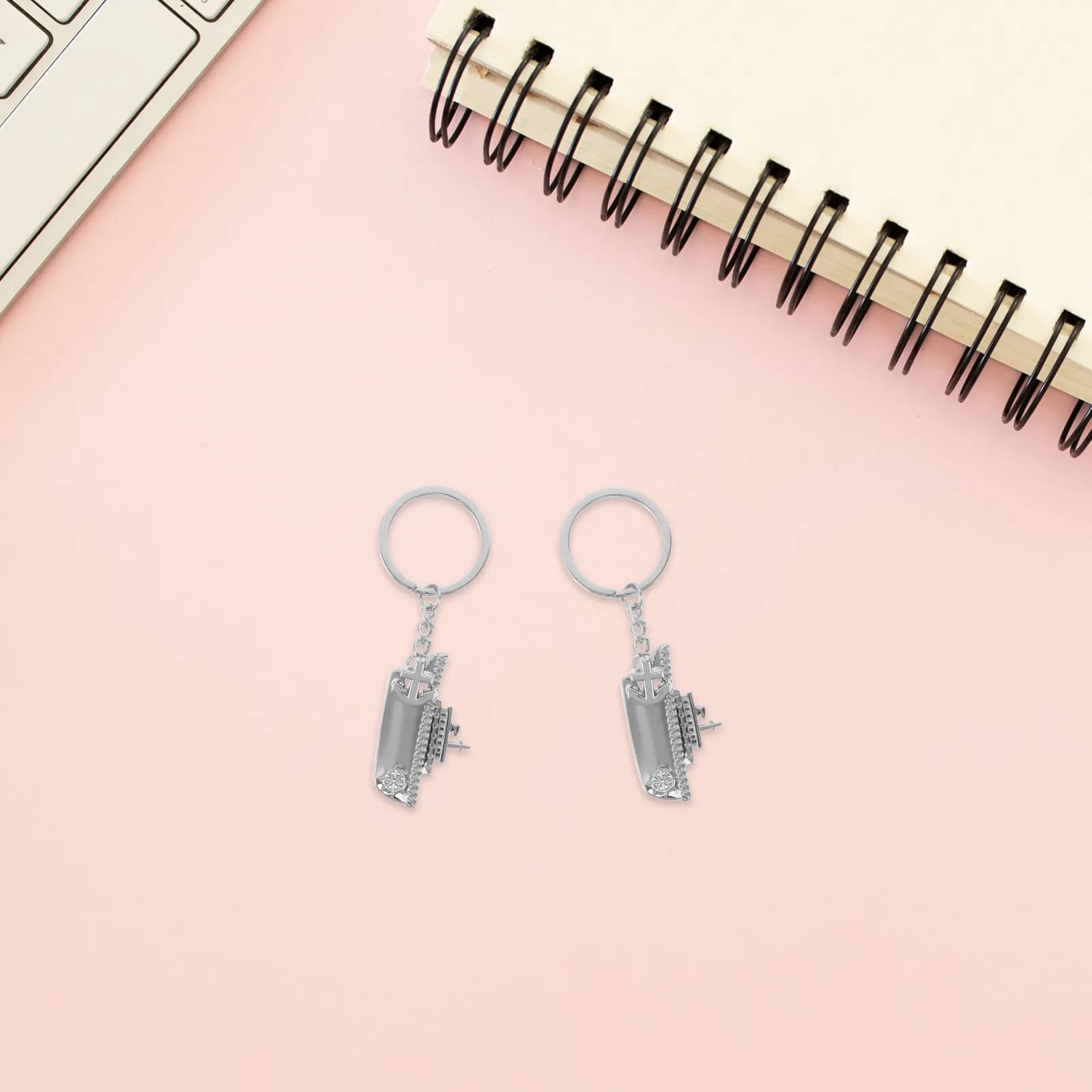 2Pcs Sailing Keychain Nautical Boat Key Ring Marine Stainless Steel Travel Souvenir Gift Ocean Wave Anchor Cruise Lovers Gifts