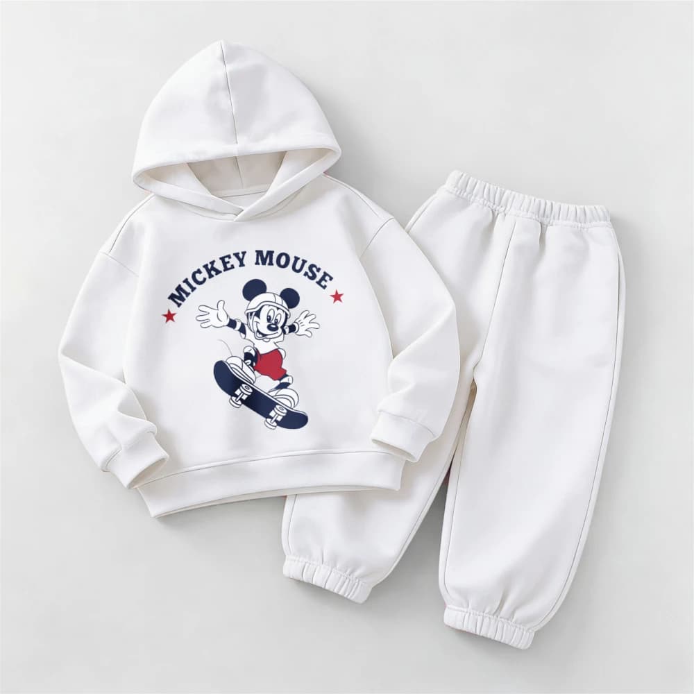 Completi con Felpa Mickey per Bambini, Costume Primaverile e Autunnale, Moda Casual, Manica Lunga, Felpe + Pantaloni, Set 2 Pezzi per Bambini 1-8 Anni