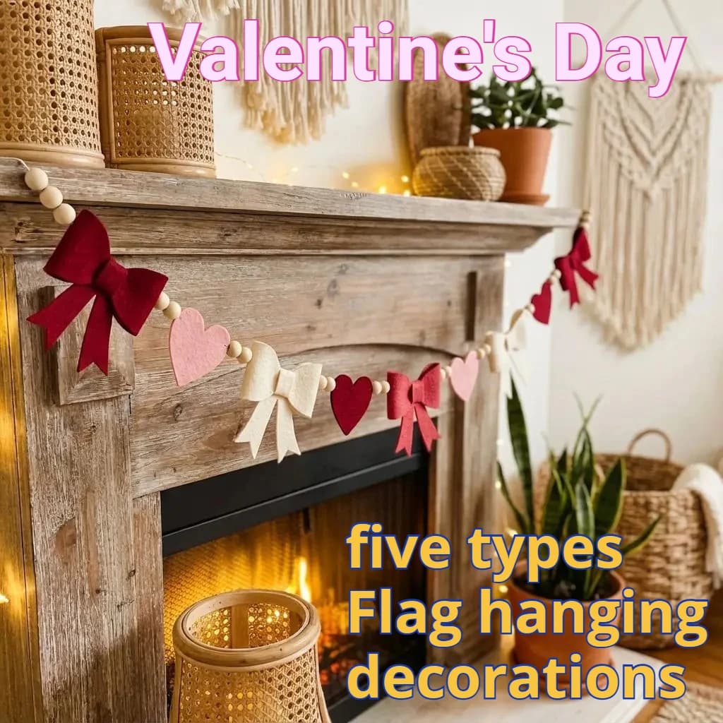 Decorazione ghirlanda di feltro a forma di cuore rosso rosa San Valentino Cupido Freccia Banner Bandiera che tira appesa Forniture per decorazioni per feste a tema