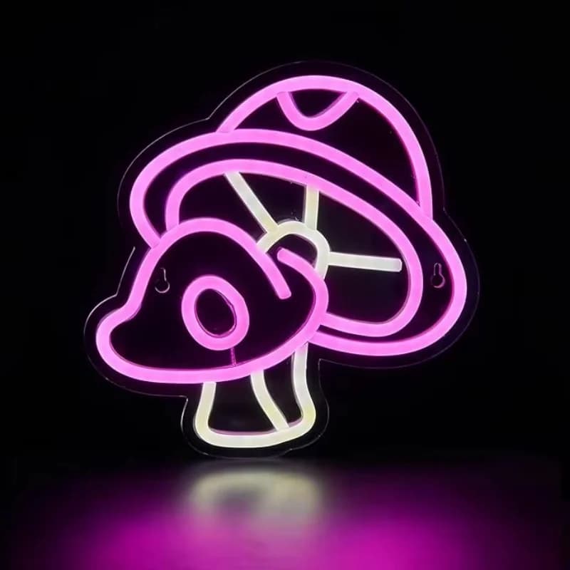 Insegna al neon a fungo rosa Luce a LED dimmerabile Luce notturna carina per sala giochi Camera da letto Decorazione da parete artistica Regalo di compleanno per bambini Kid