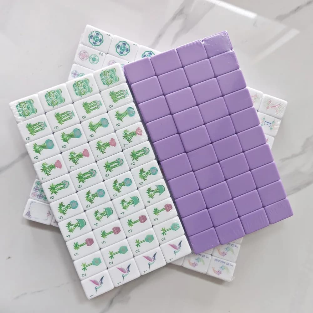 OMHJGO Set di Tessere Mahjong Americane Viola Chiaro in Acrilico a Quattro Strati, Giochi di Intrattenimento per Tutta la Famiglia, Mah Jongg