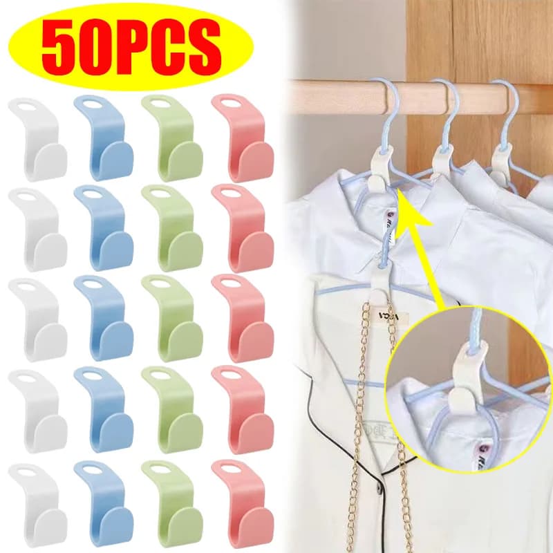 5/50 pieces mini clothes hangers connector plastic cascading hook wardrobe stretchable coat hangers space for closet house
