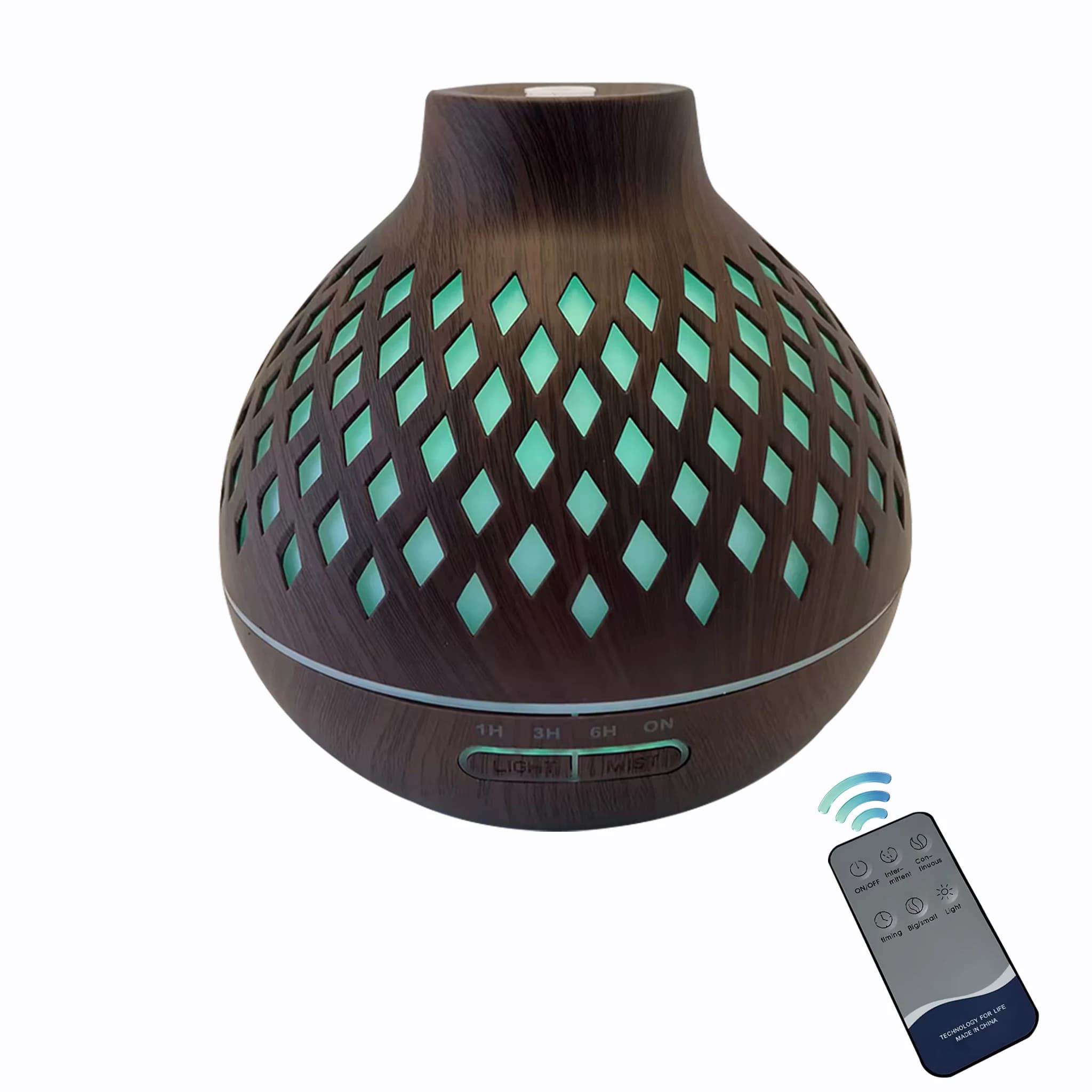 Household Wood Color 500ML Aroma Diffuser Ultrasonic Essential Oil Humidifier Equipped With Remote Controller & 7 Color Changing