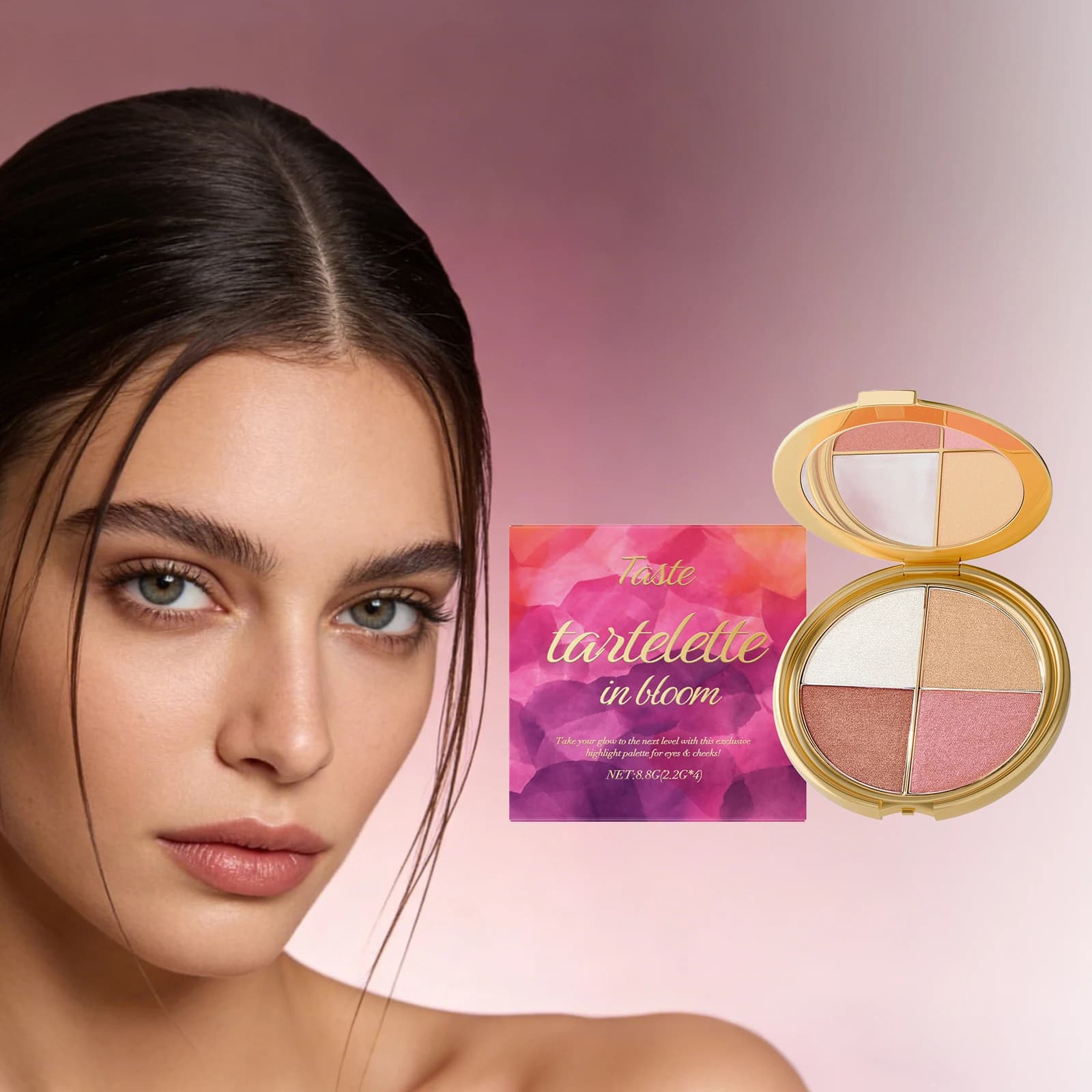 Illuminating Powder, Blush, Palette Ombretti, Illuminating the Area of Eyes, Leviga la Pelle del Viso, Natural and Elegant Look, Makeup Portable Eyes