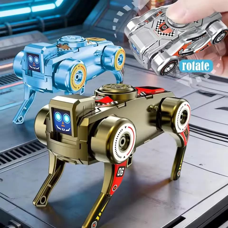 Fingertip Gyroscope Series Chain release Robot Dog Transformable Rotating Fidget Spinner Stress Relief Finger Adults Toy Gifts
