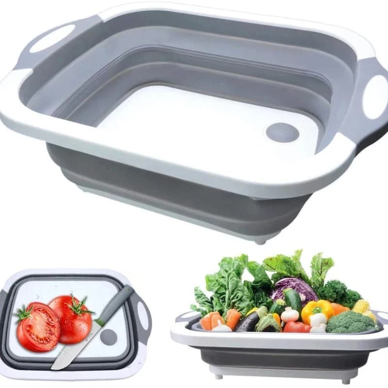 Collapsible Kitchen Cutting Board Multifunction Plastic Silicone Picnic Cutting Boards Dish 3 In 1 Folding Drain Baskets