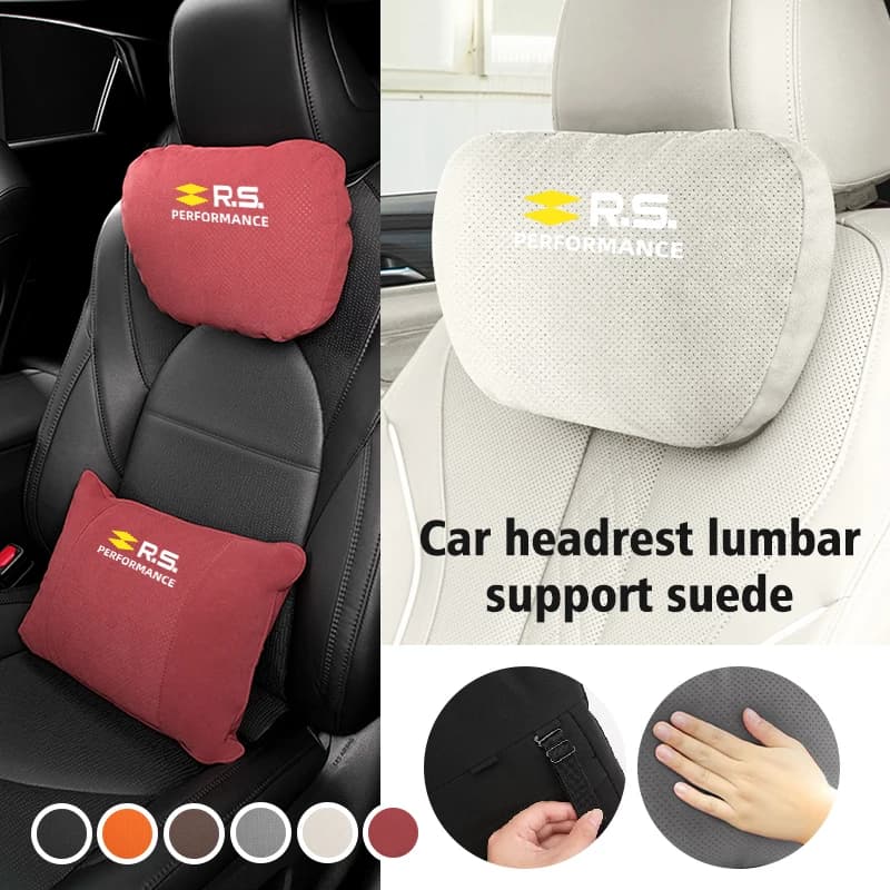 Car Seat Headrest Neck Support Lumbar Pillow Suede Decoration For Renault RS Kadjar Captur Clio Megane 2 3 4 RS Koleos Logan