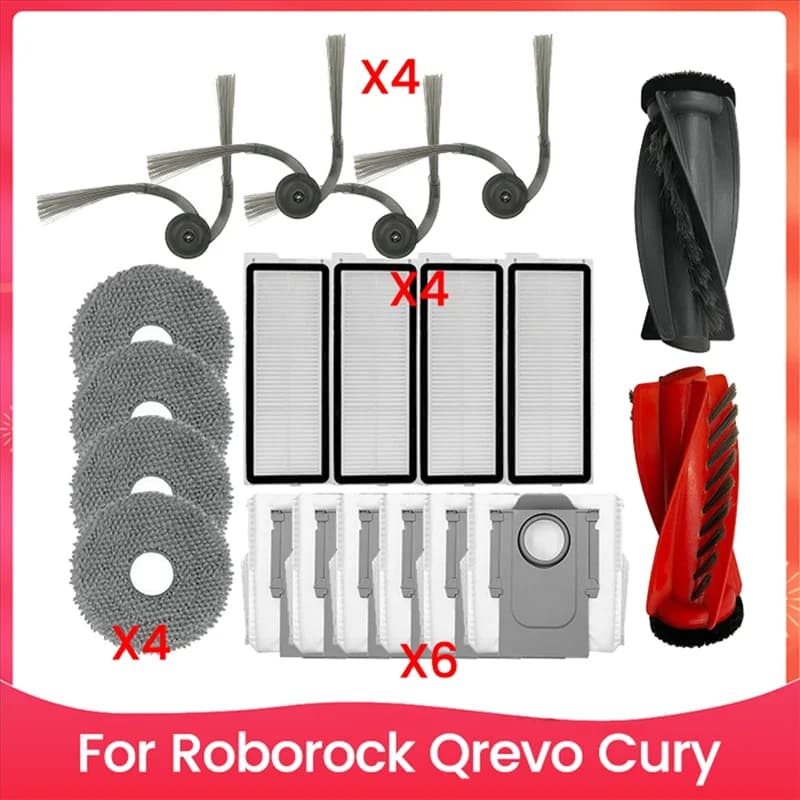 SEWS-20PCS Spazzola Filtro Mop Panno E Sacchetto Per La Polvere Kit Per Roborock Qrevo Cury Aspirapolvere Accessori Parti di Ricambio