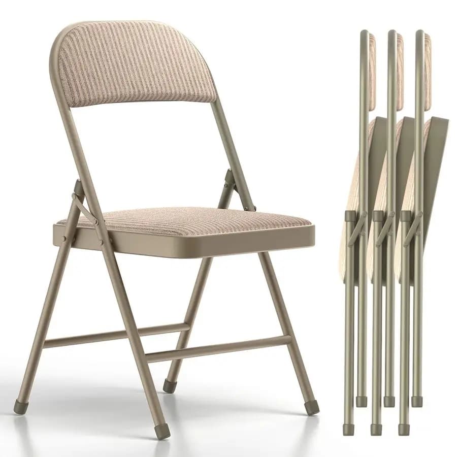 Set di 4 Sedie Pieghevoli, Sedie da Pranzo in Tessuto con Cuscino Imbottito e Schienale, Sedute per Interni ed Esterni, per Casa, Ufficio, Eventi, Matrimoni