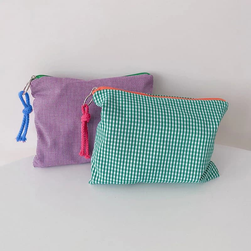 Women's Scottish Makeup Bag for Girl Cosmetic Bag Cotton And Linen With Hinge Simple Laptop Bag Fashion