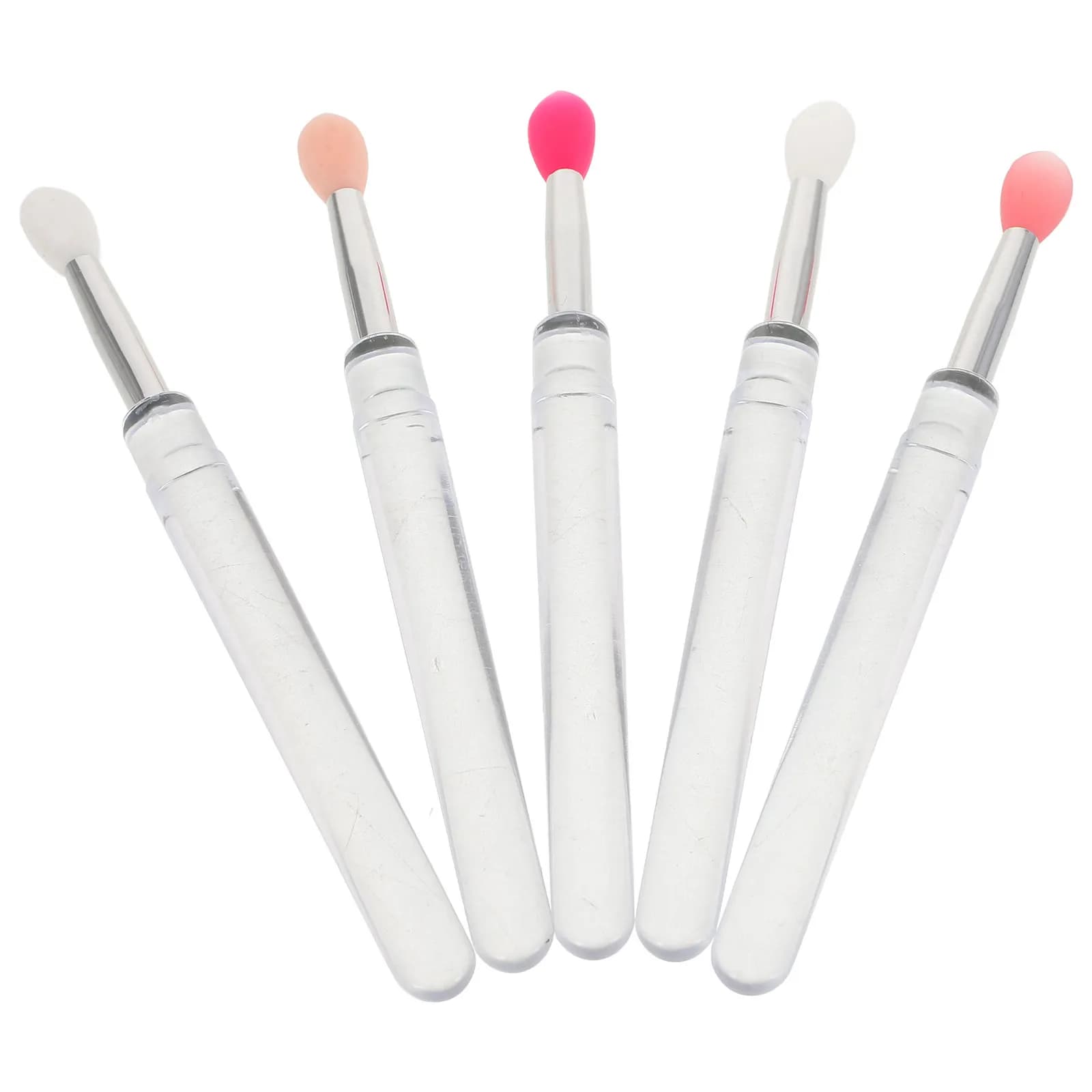 Kit di 5 Pennelli in Silicone per Labbra, Applicatori Riutilizzabili per Rossetto, Maschera, Balsamo, Pennello per Ombretto Glitterato, Strumento per Trucco in Crema