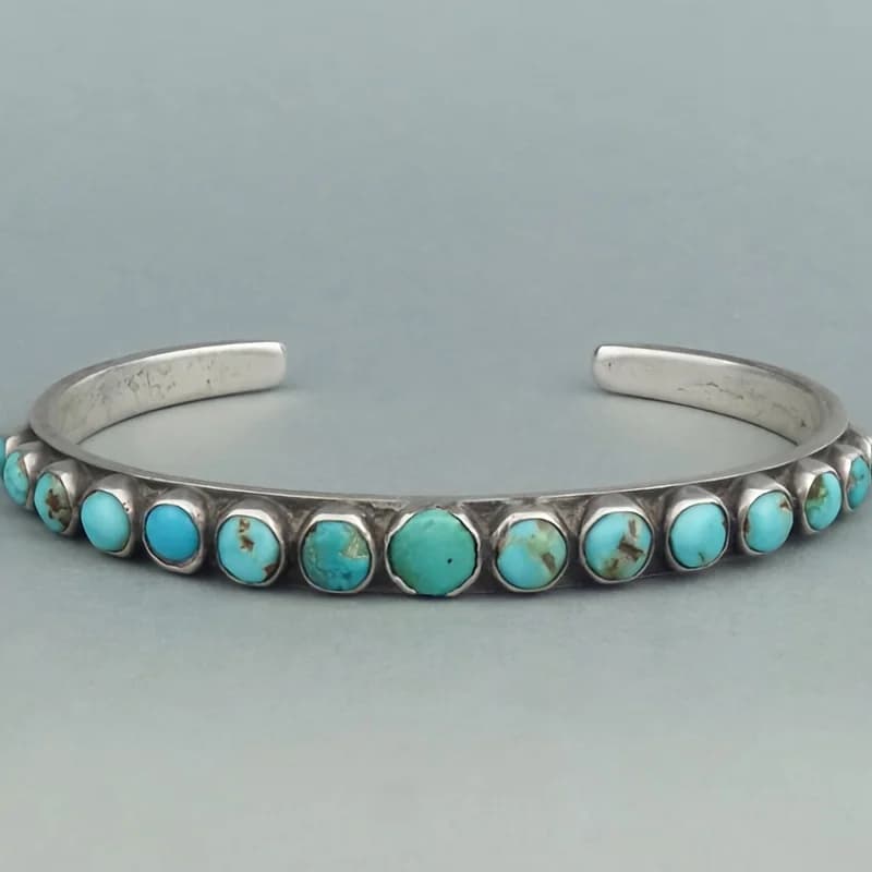 1 Piece Turquoise Alloy Cuff Bracelet - Bohemian Stylish Open Bracelet Vintage Ethnic Exquisite Design - Ideal for Engagement, Thanksgiving, Valentine's Day and Anniversary Gifts