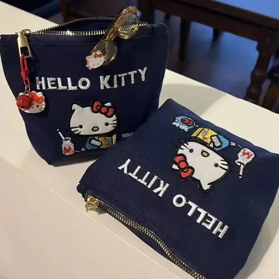 Cartoon Large Capacity Cat Embroidered Coin Purse Premium Simple Storage Bag Cosmetic Bag Limited Edition Cosmetic Storage Bag