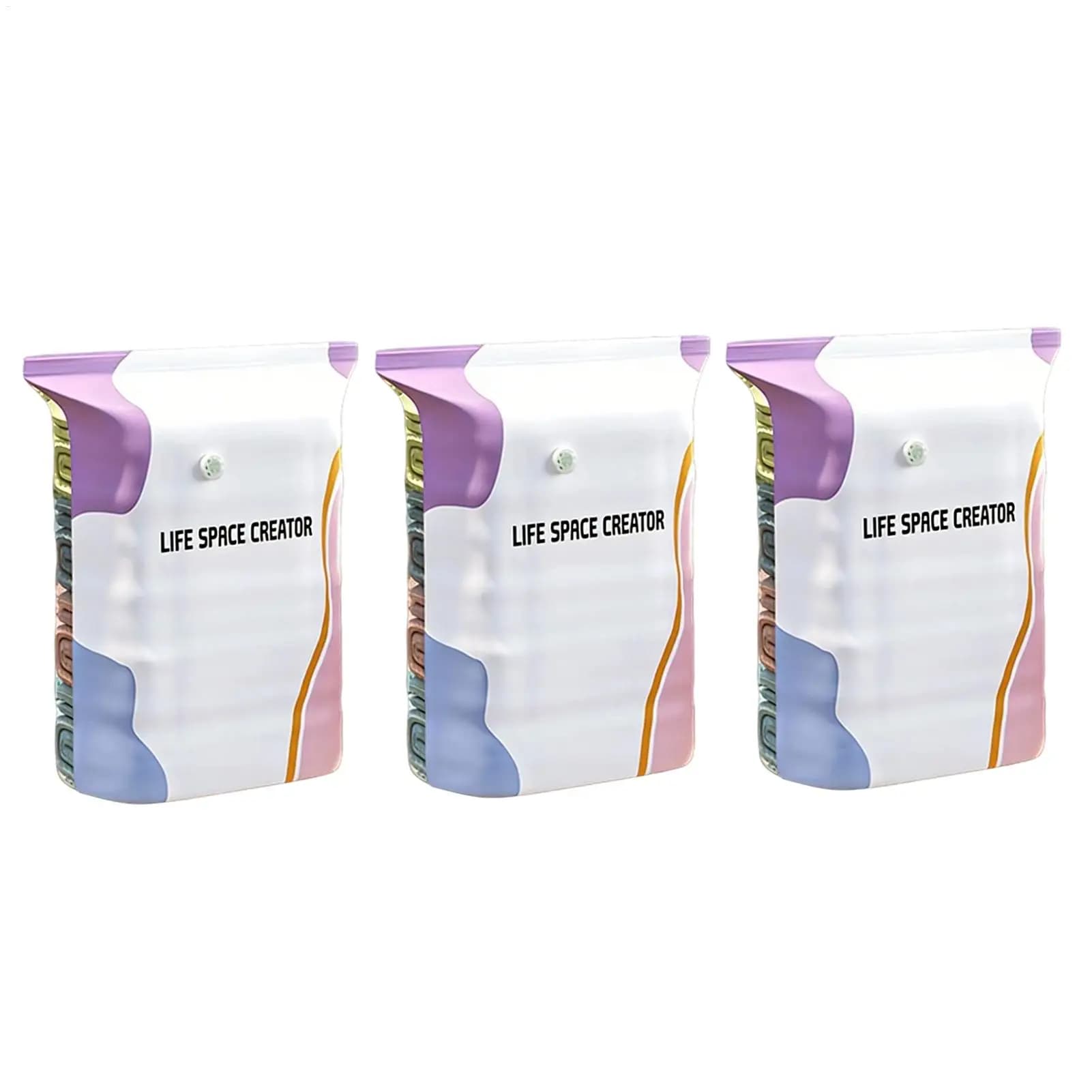 No Pump Vacuum Storage Bags 3 Pcs Reusable Travel Compression pouch clothing storage pack for trip Clothing Pillows Comforters
