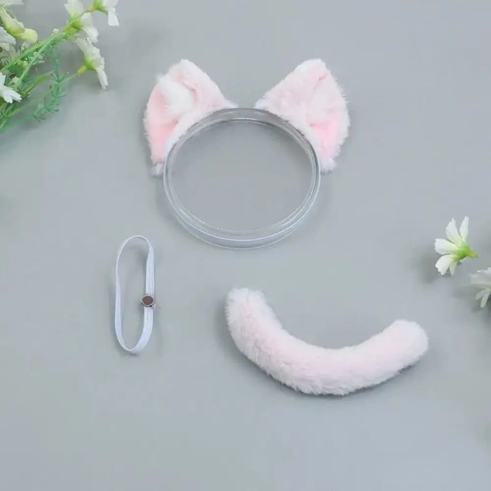 Cross-Dressing Headband 20cm Headwear Cat Ear Hair Decor Cat Ears Tail Dress Up Hairy Tail Cotton Animal Ear Accessories