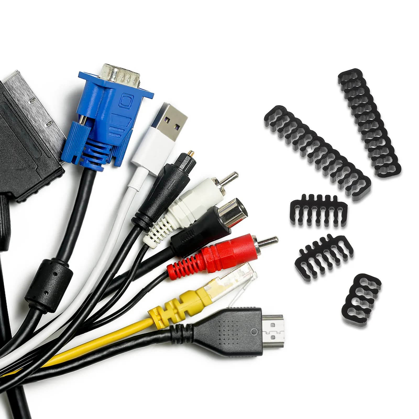 24Pcs Power Cord Comb Kit Wire Management Tool for Desktop Computer Gaming Setup Neat Cable Routing Solution