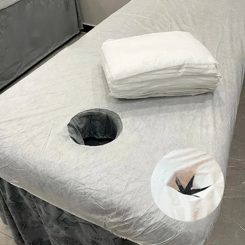 10 copriletti monouso per salone di bellezza, con foro aperto, per massaggi spa, lenzuola morbide in tessuto non tessuto, traspiranti ed elasticizzate.