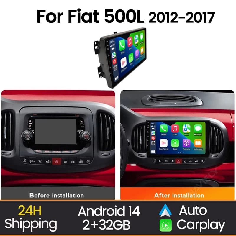 MEKEDE Autoradio Android con CarPlay Wireless per Fiat 500L 2012-2017, Sistema Intelligente con SWC, RDS, GPS, Navigazione e BT