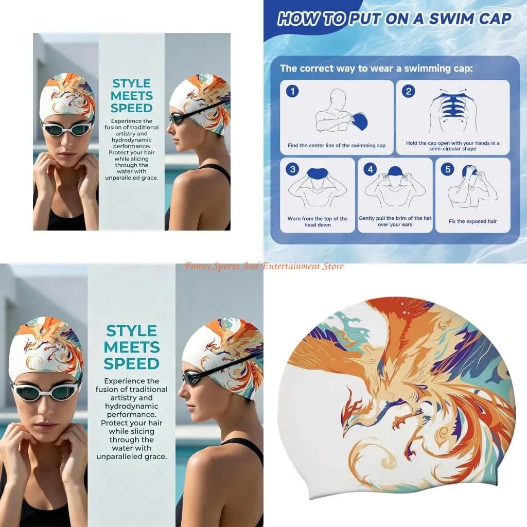 C4DE Professional Swim Caps Ear Soft Flexible Silicone Texture Head Coverage