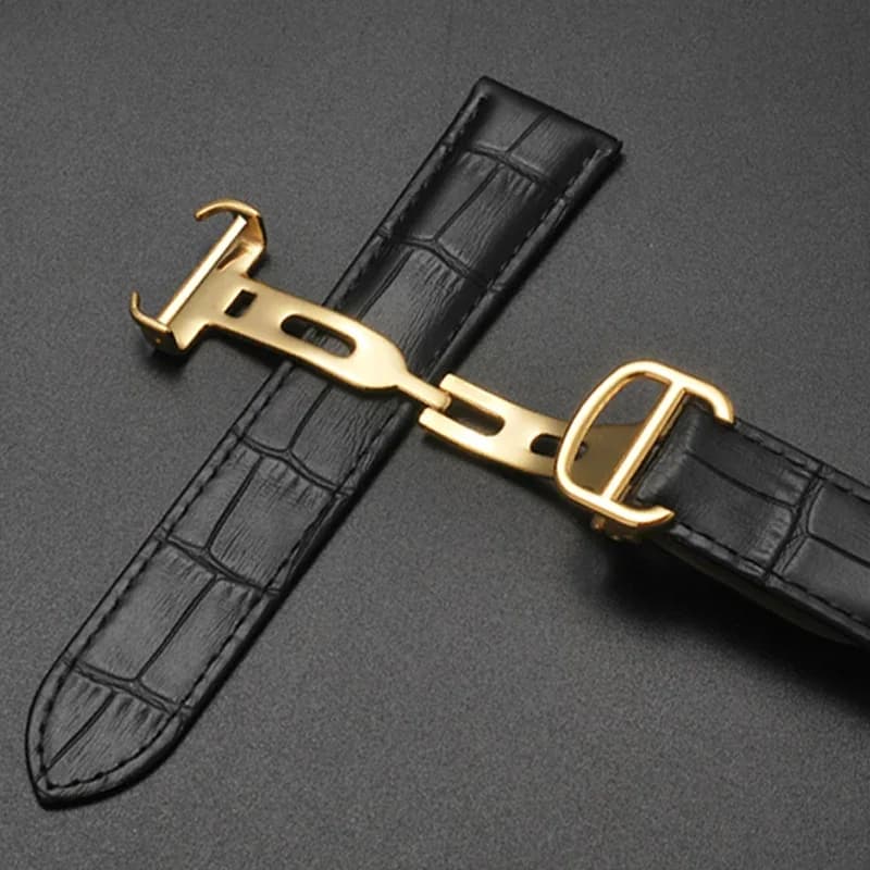 For Cartier 18 20 22 23mm bracelet Bamboo Knot Pattern man true leather Santos woman Key Fold Buckle London Watch Strap