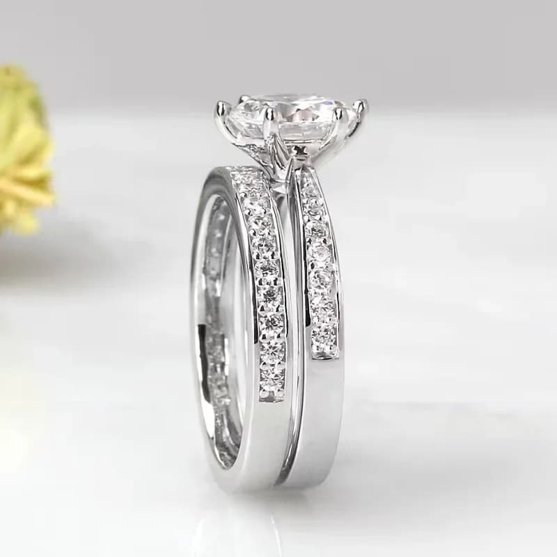 Set da 2 pezzi di anelli con zirconi cubici per donne, spose alla moda, matrimoni, lusso leggero, stile elegante, gioielli geometrici