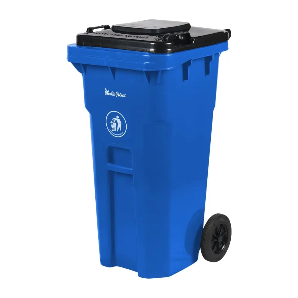 Pattumiera per il riciclo con coperchio, pattumiera commerciale per esterni con ruote per carichi pesanti, blu