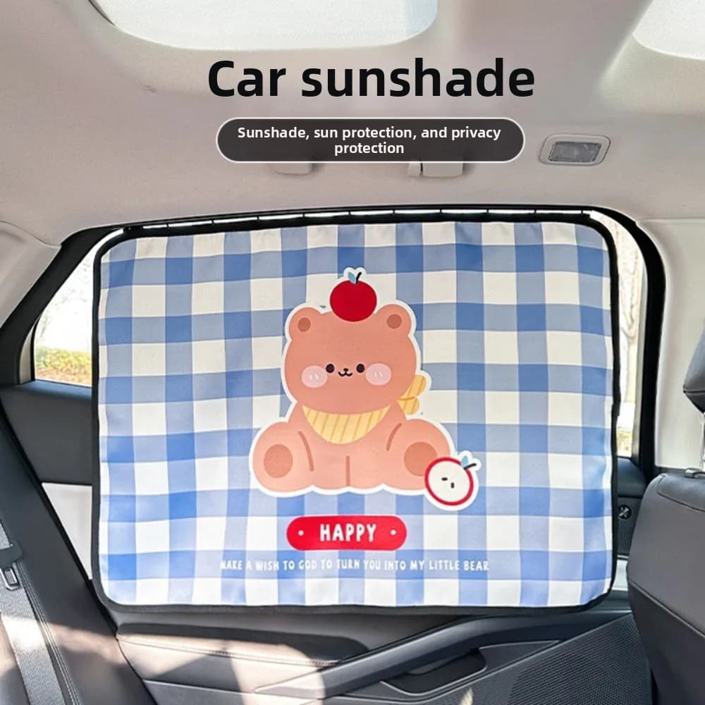 Car Sunshade Summer Cute Cartoon Sunscreen Insulation Car Curtain Creative Track Car Interior Sunshade Windshield Sunshade