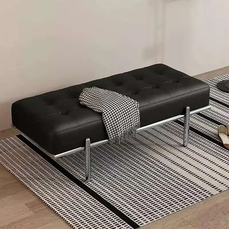 Portico d'ingresso Panca per scarpe morbida Soggiorno Divano Panca Camera da letto Panca per letto Struttura in metallo Panchine integrate Mobili minimalisti