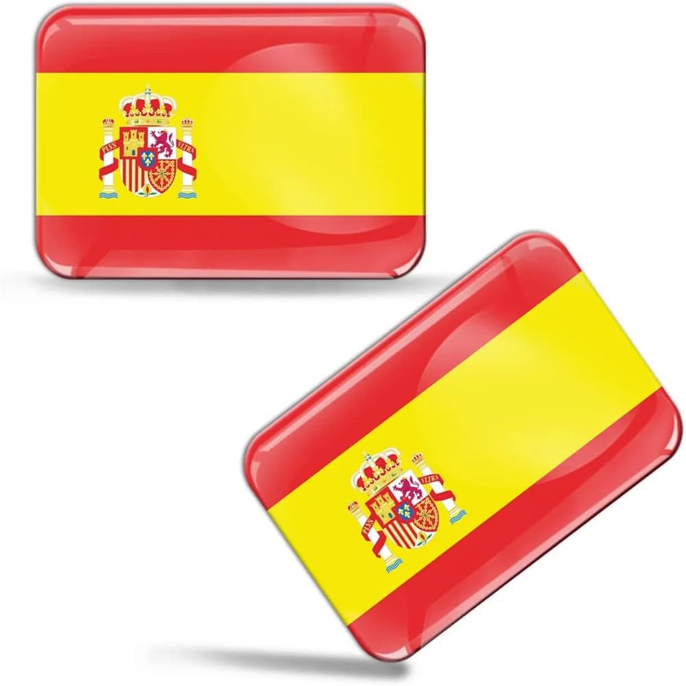 2 x adesivi in silicone con cupola 3D decalcomanie Spagna bandiera nazionale spagnola auto moto casco emblema per auto