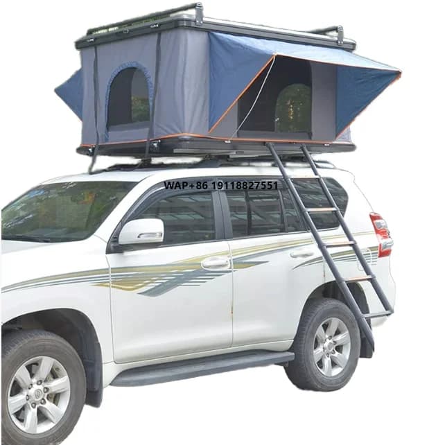 Tenda da Tetto Pop-Up Diluc con Guscio in Alluminio, Impermeabile in Tela Oxford, con Pali Dritti, per Campeggio Fuoristrada 4x4, per 4 Persone, con Scala