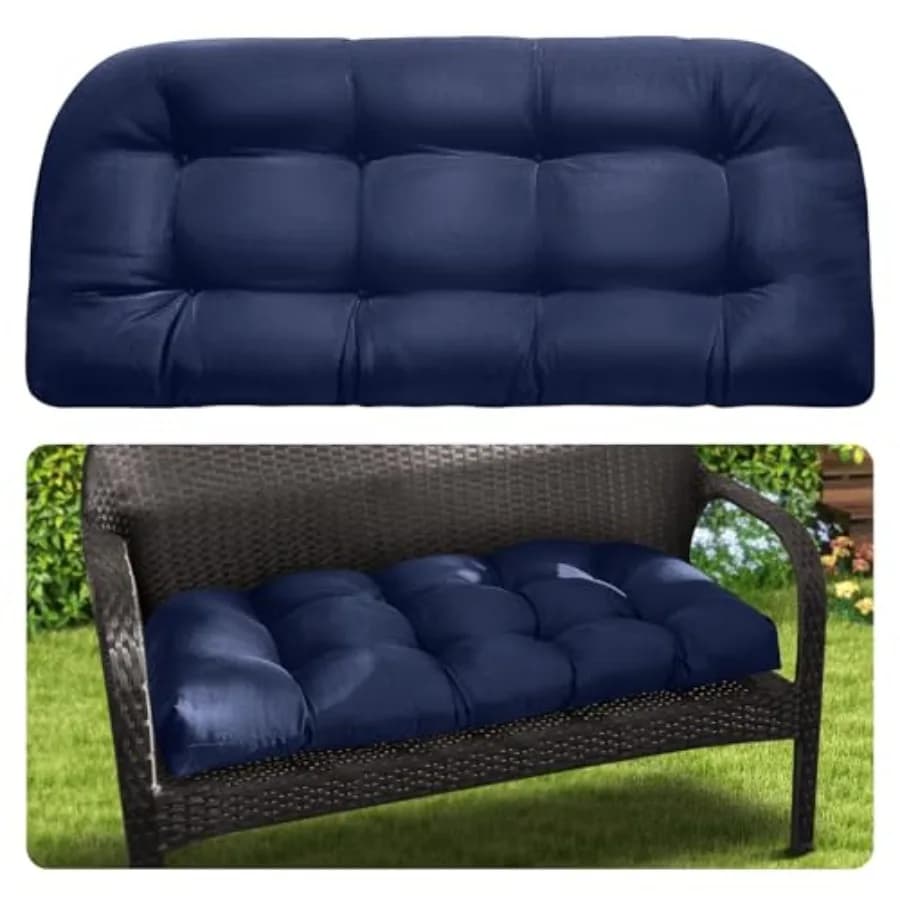 Outdoor Bench Cushion, Memory Foam Loveseat Cushion for Patio Furniture Wicker Chair, Settee Porch Swing Seat Cushion, 44 x 19