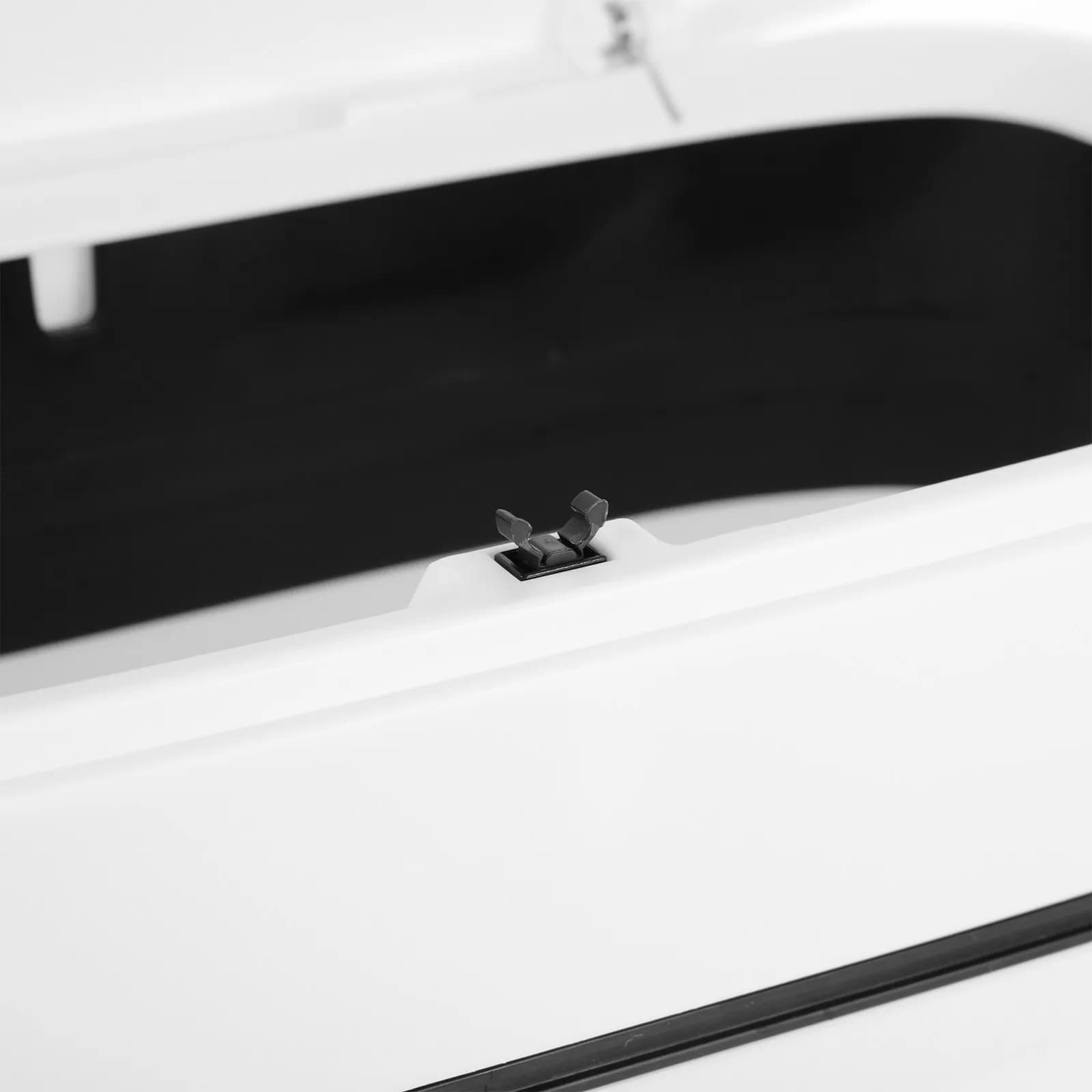 Cestino per Bagno con Porta Scopino, Contenitore Rettangolare Sottile in Plastica, Bidone per Rifiuti Domestici, Salvaspazio Moderno