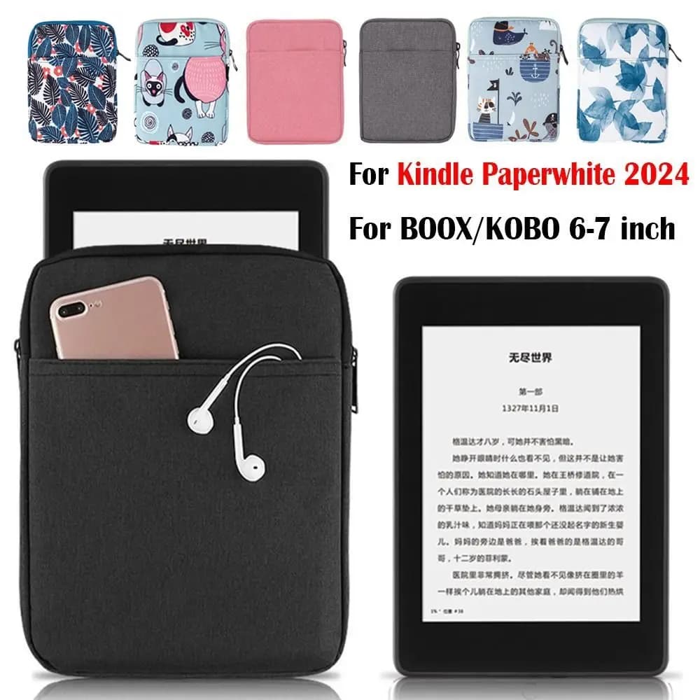 Custodia per e-reader di 12a generazione da 6-7 pollici, resistente all'usura e agli urti, SA568B, borsa portaoggetti per Kobo/Boox/Kindle Paperwhite 2024