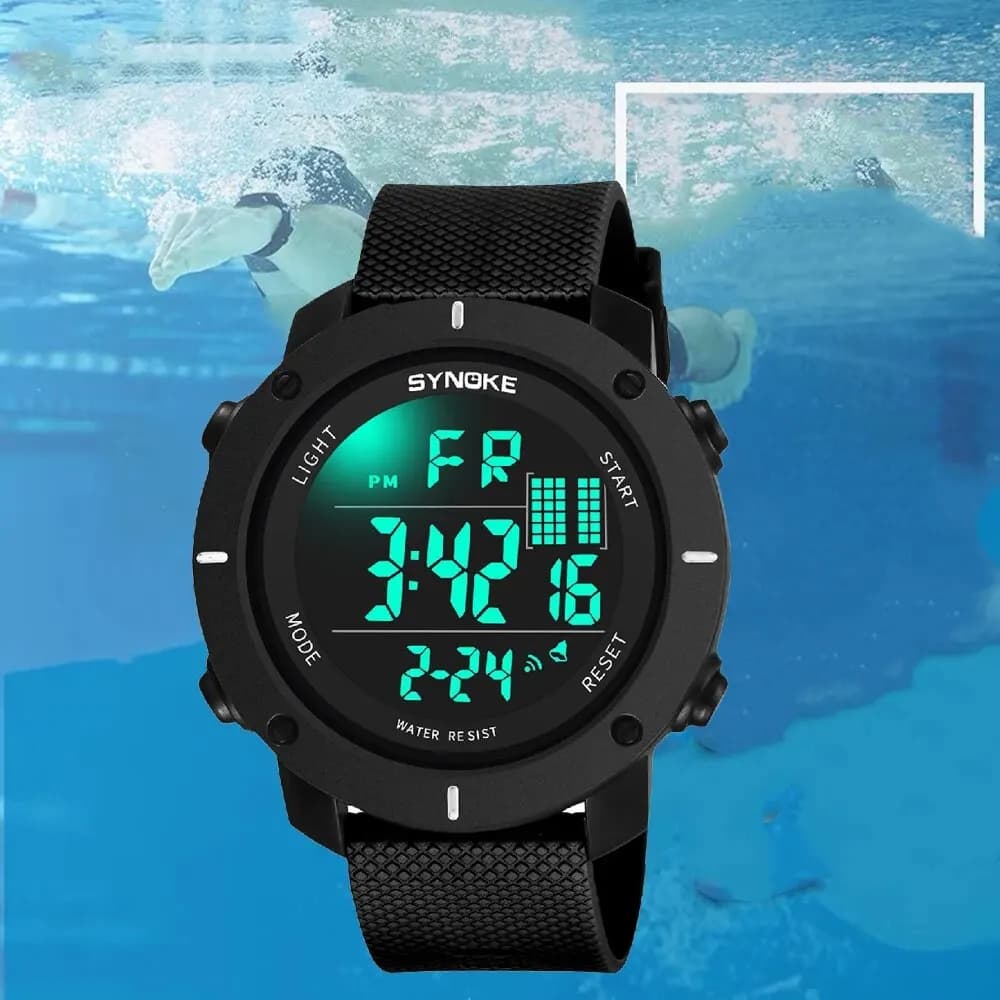 SYNOKE Men Outdoor Sports multifunzionale impermeabile resistente agli urti Display a grande schermo luminoso LED digitale per la moda maschile