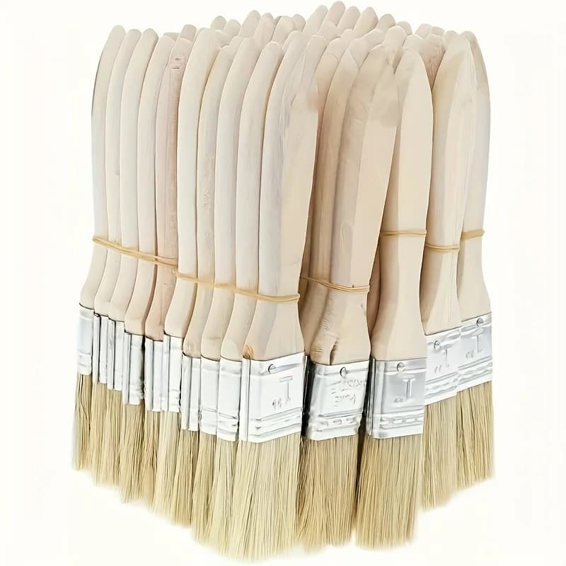 Brushes for painting (packing 4), suitable for art, crafts, plaster, painting, glue application, with wooden handles