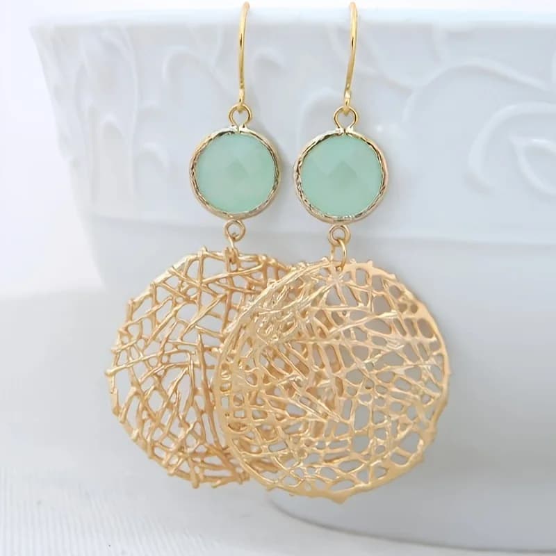 Bohemian Style Hollow Out Design Irregular Circular Pendant Earrings, Women's Retro Trendy Holiday Accessories Gifts