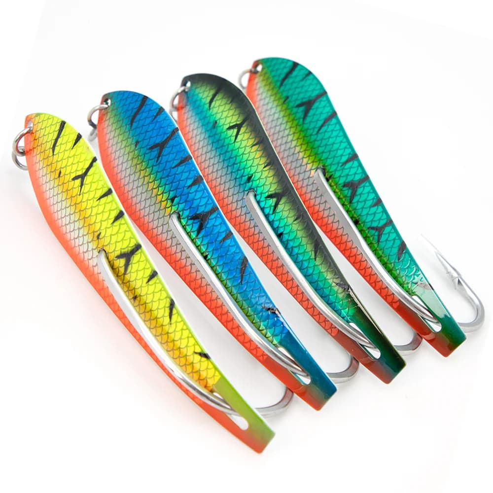 Cucchiaio in acciaio inossidabile Cucchiai per droni Esche Sgombro Cucchiai da traina Acqua salata Jig Hook Esche da pesca