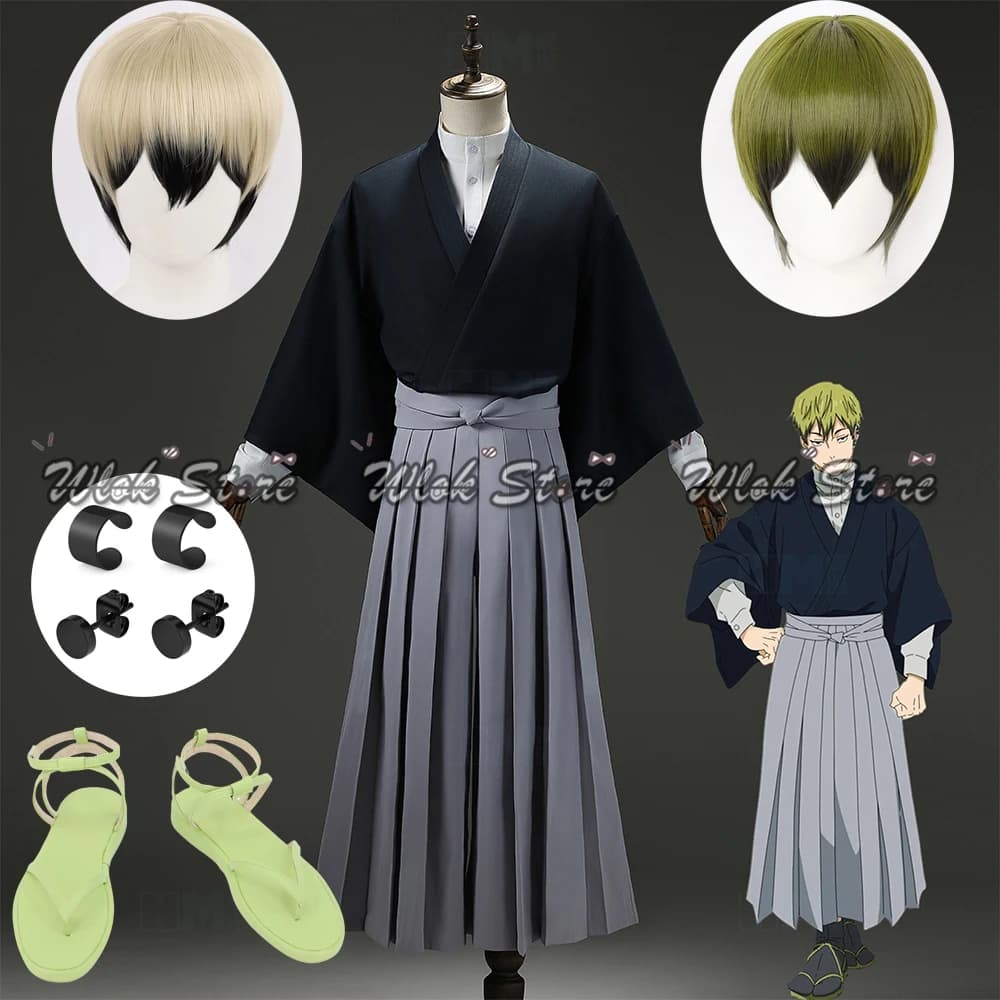 Cosplay costume Anime Zenin Naoya, Japanese uniform Hakama Kendo, wig and earrings for men and women, dresses for Halloween and carnival parties
