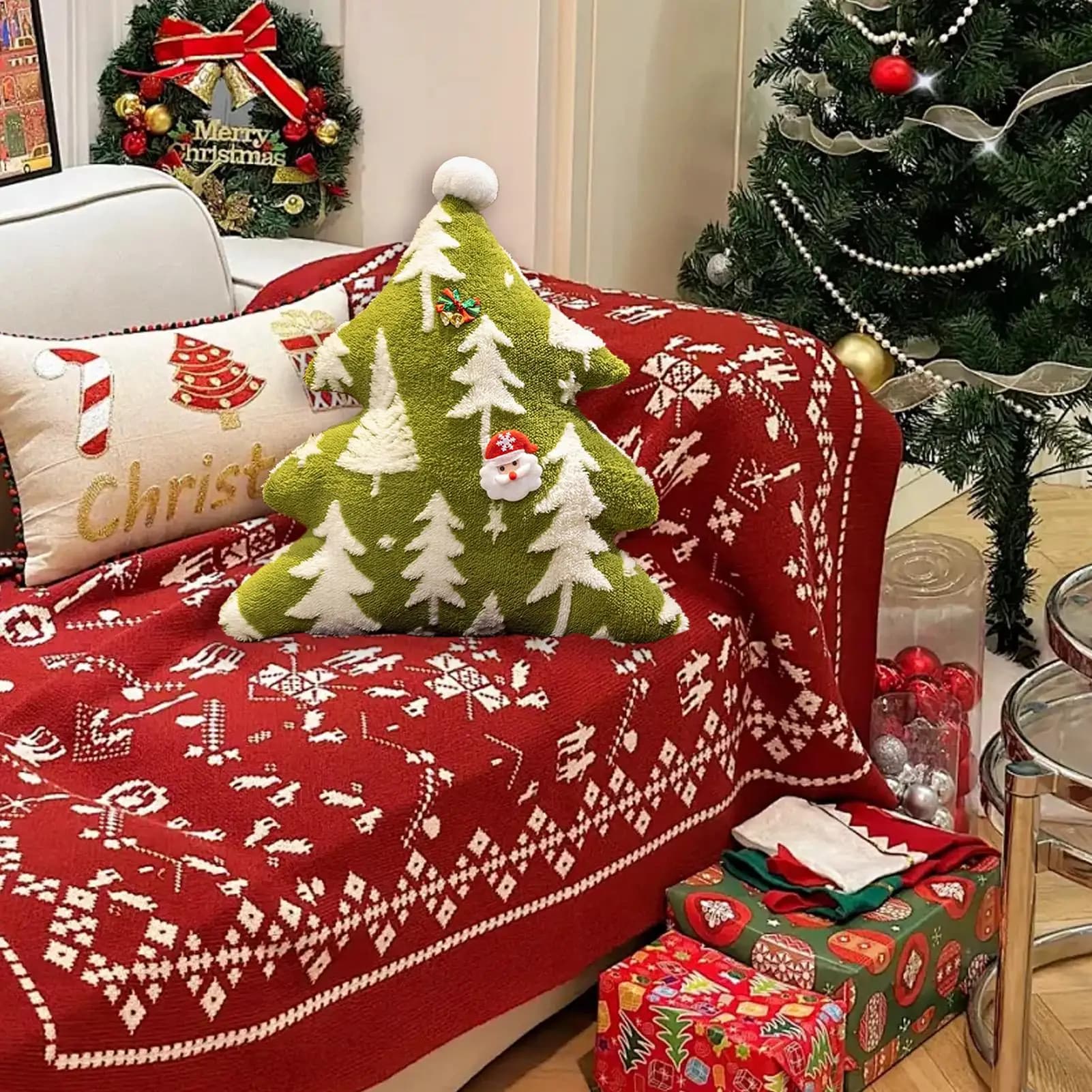 Christmas Pillow Christmas Tree Decorative Pillow Soft Cushion Boho Decoration For Bedroom Living Room Sofa Couch Bed Indoor