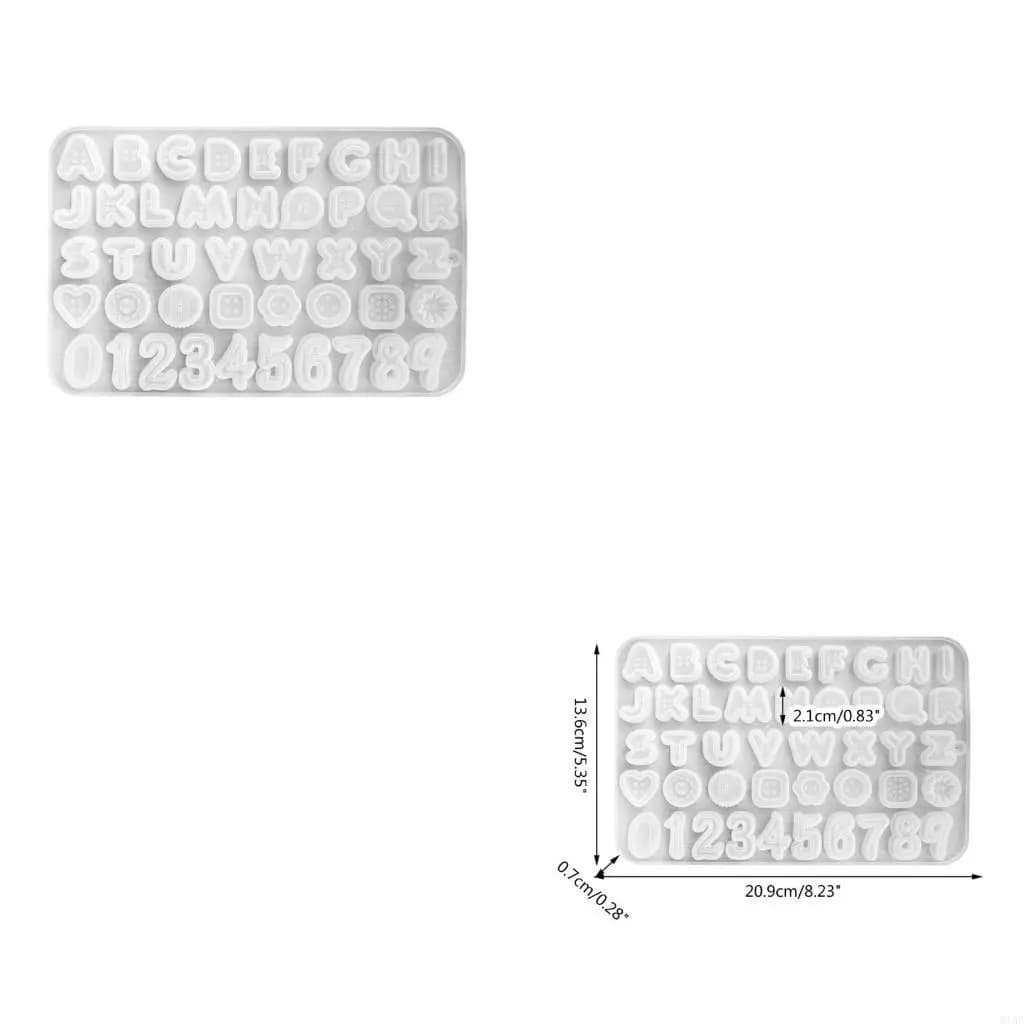 91AF Epoxy Resin Silicone Mold Button Letter Number Mold DIY Keychain Earring Pendant Mold Jewelry Craft