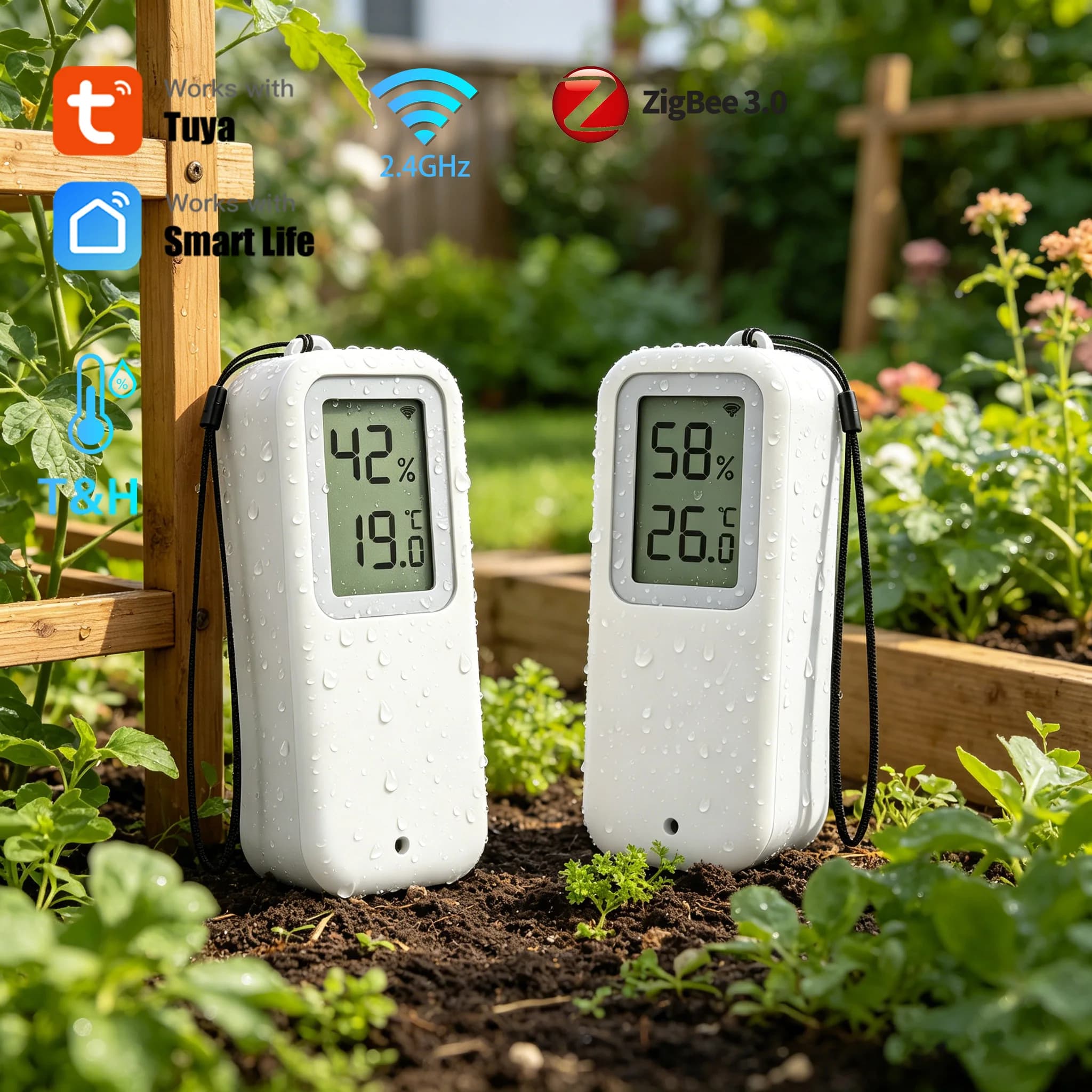 Sensore di Temperatura e Umidità Tuya WiFi ZigBee IP65 Impermeabile Compatibile con Google Home Yandex SmartLife Alexa
