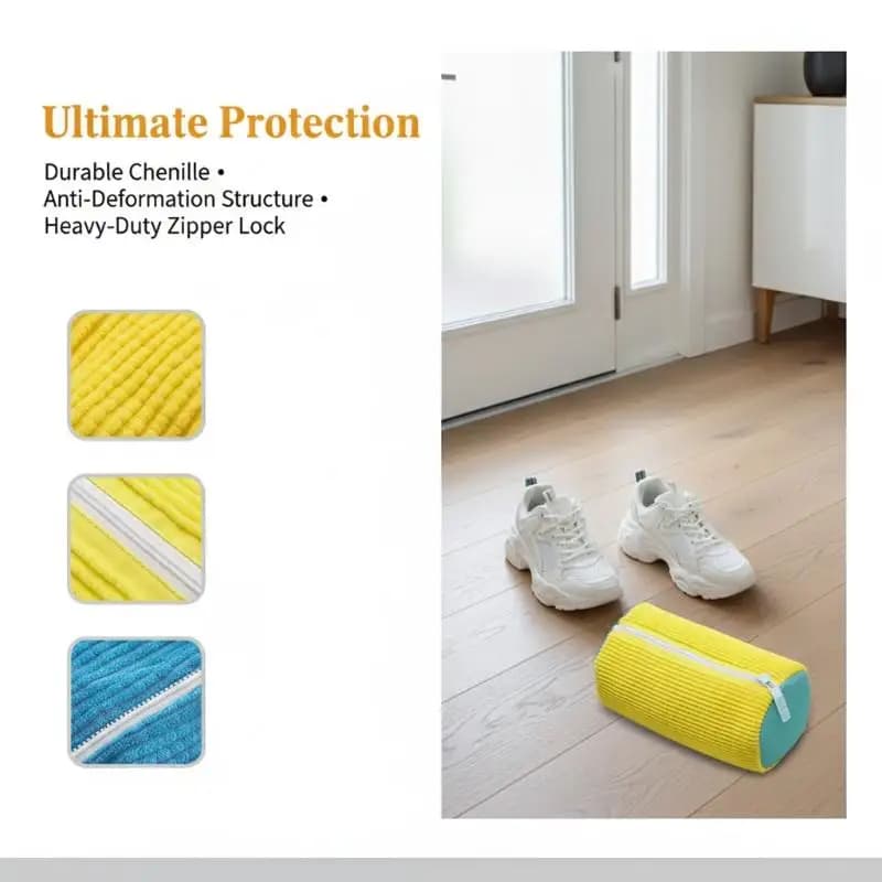 Kid Shoe Washing Machine Bag Laundry Washer Dryer Reusable All Shoe Types Zipper Closure Padded Fluffy Fibers Sneaker Cleaning