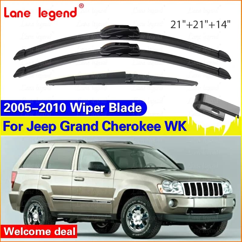 3x For Jeep Grand Cherokee WK 2005 - 2010 Front Rear Wiper Blades Set Kit Brushes Window Windscreen Cleaning Car Accessories